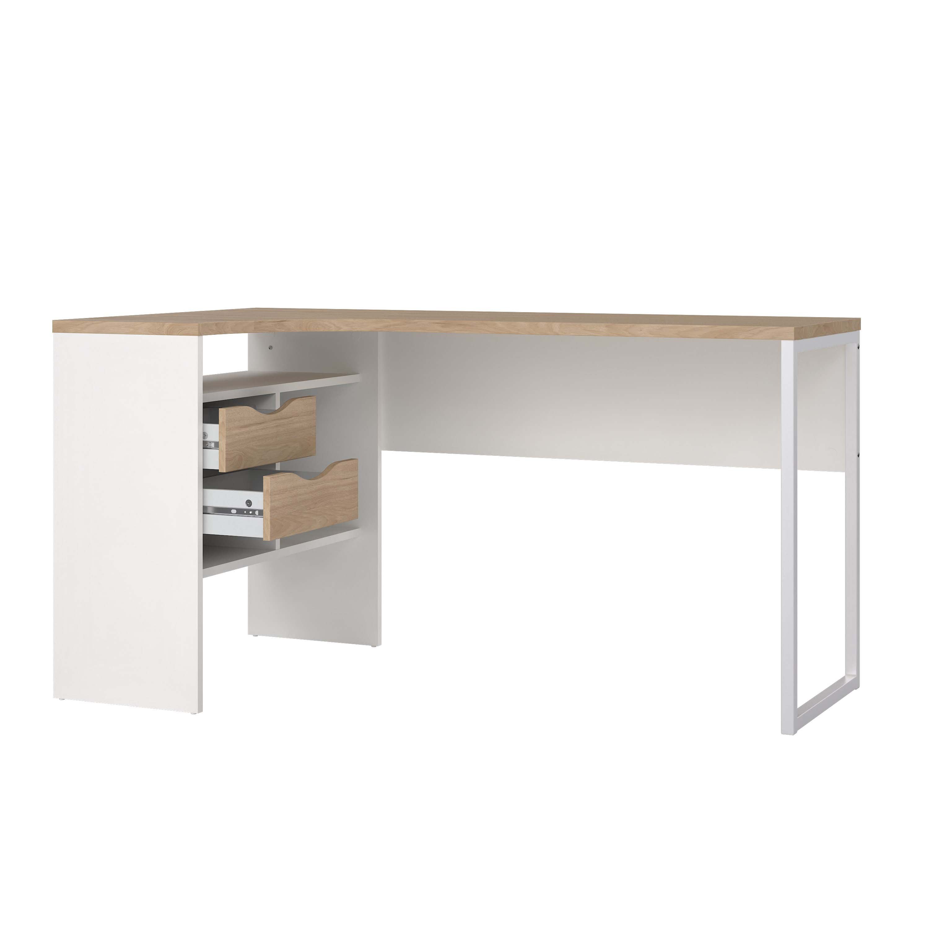 Function Plus Corner Desk - White/Oak