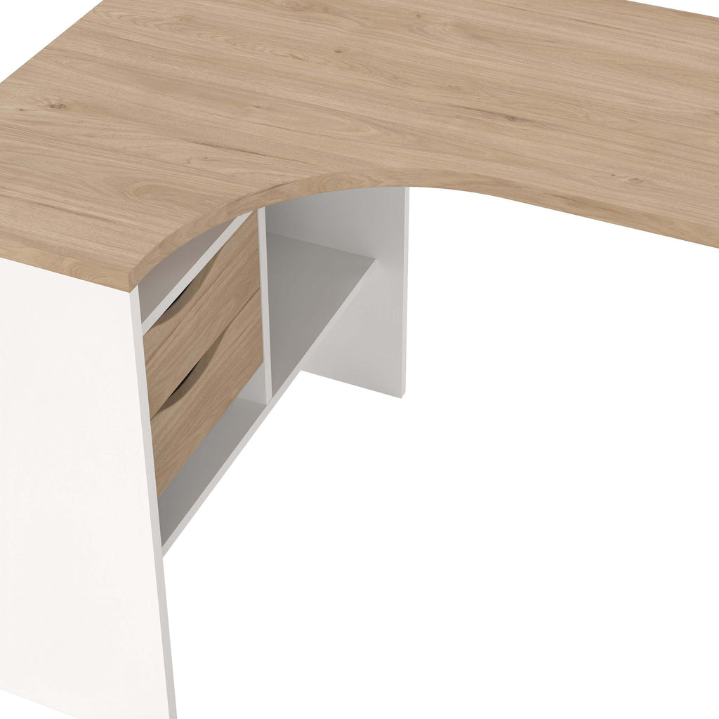 Function Plus Corner Desk - White/Oak