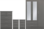 Nevada 3 Door 2 Drawer Mirrored Wardrobe Bedroom Set