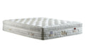A white, pocket sprung mattress with a euro box top and visible natural fillings, designed for comfort and support.