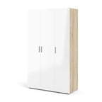 Pepe 3 Door Wardrobe  - Oak with White High Gloss
