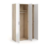 Pepe 3 Door Wardrobe  - Oak with White High Gloss