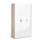 Pepe 3 Door Wardrobe  - Oak with White High Gloss