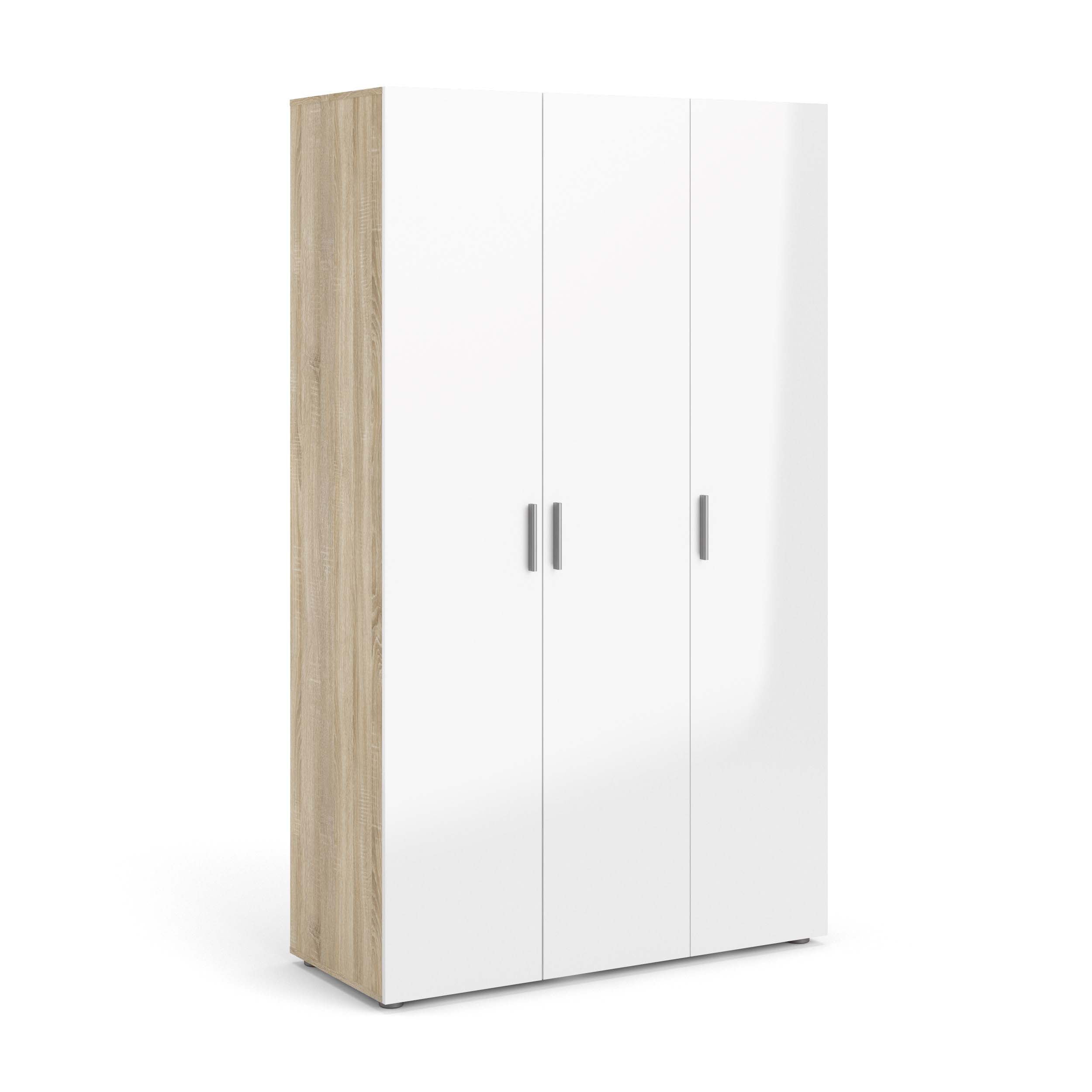 Pepe 3 Door Wardrobe  - Oak with White High Gloss