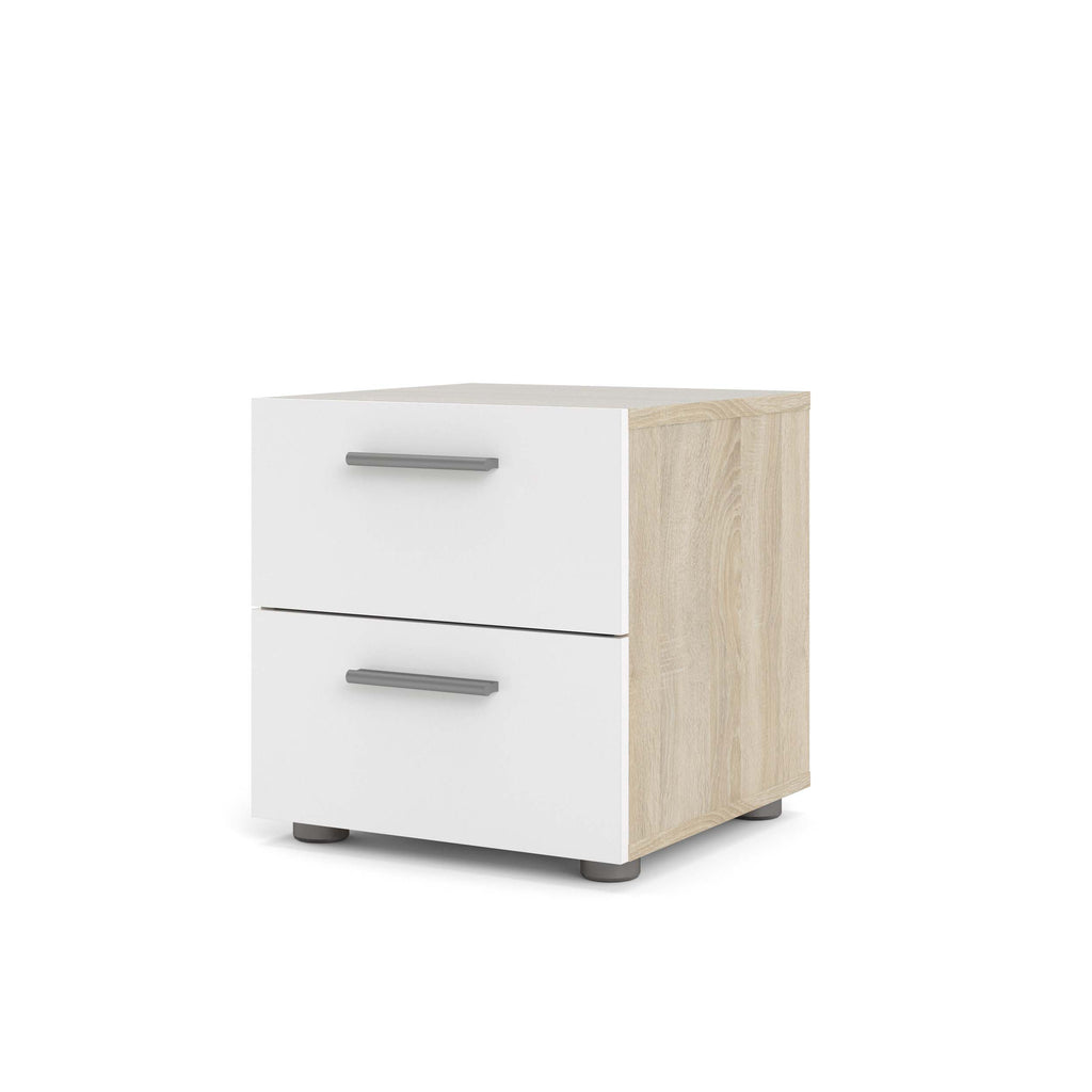 Pepe Nightstand - Oak with White High Gloss