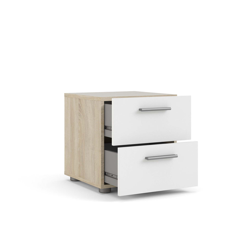 Pepe Nightstand - Oak with White High Gloss