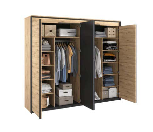 Quant 4 Door Wardrobe (LED Included) - Oak Artisan