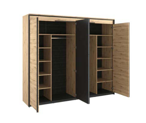 Quant 4 Door Wardrobe (LED Included) - Oak Artisan