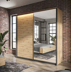 Quant 2.2m Sliderobe (LED Included) - Oak Artisan
