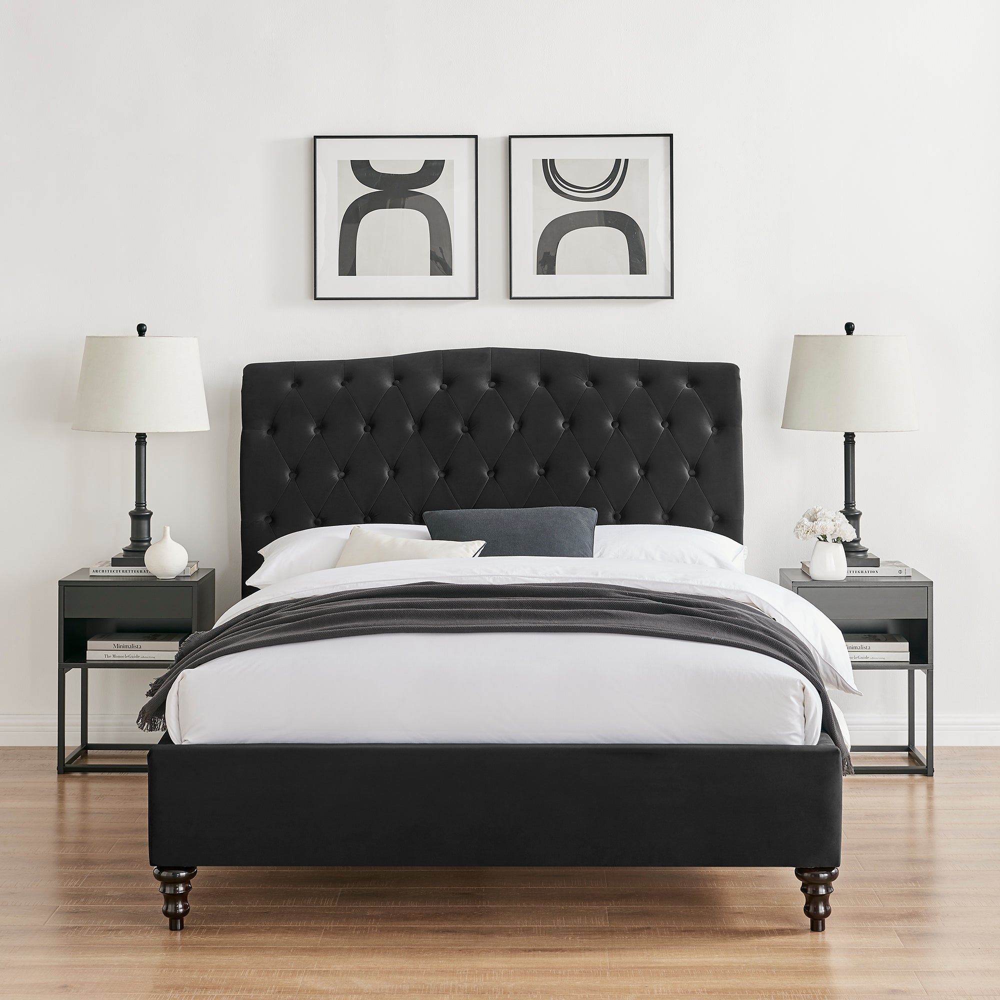 Rosa Black Velvet Bed