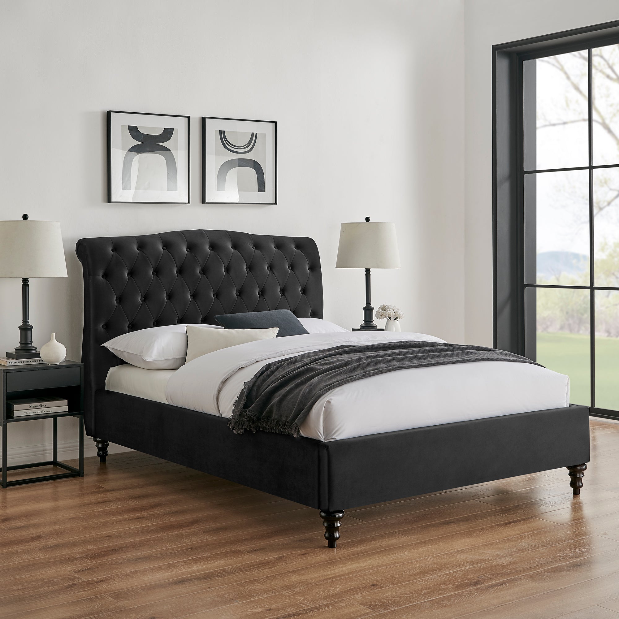 Rosa Black Velvet Bed