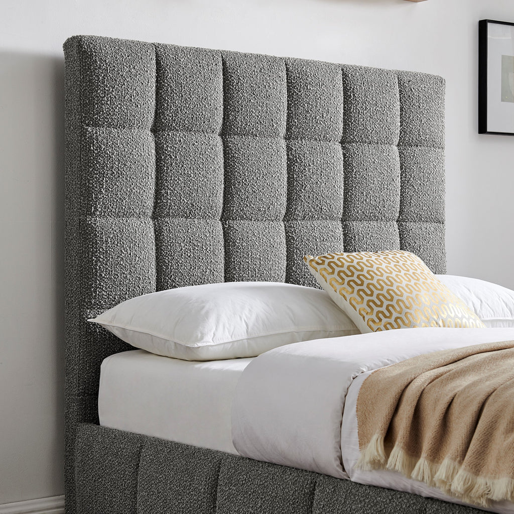 Starla Square Dove Grey Boucle Storage Bed