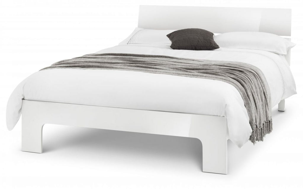 Manhattan High Gloss Bed - White