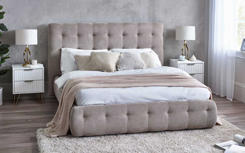 Odette Upholstery Bed - Light Taupe