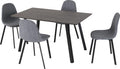 Berlin Dining Set Black Wood Grain/Black/Dark Grey Fabric