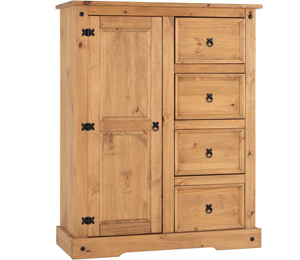 Corona 1 Door 4 Drawer Low Wardrobe