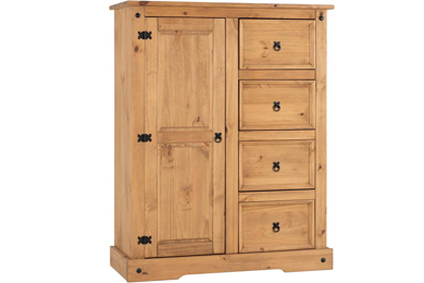 Corona 1 Door 4 Drawer Low Wardrobe