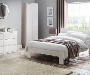 Manhattan High Gloss Bed - White