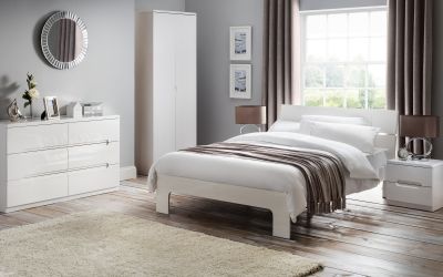 Manhattan High Gloss Bed - White