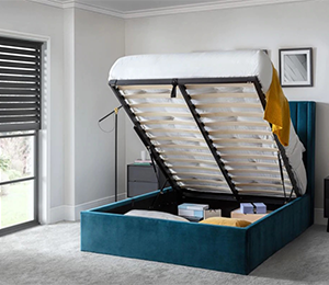 Langham Scalloped Headboard Storage Bed - Teal