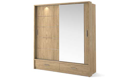 Alpha Small Sliderobe 2.0m - Oak Shetland - Image 3