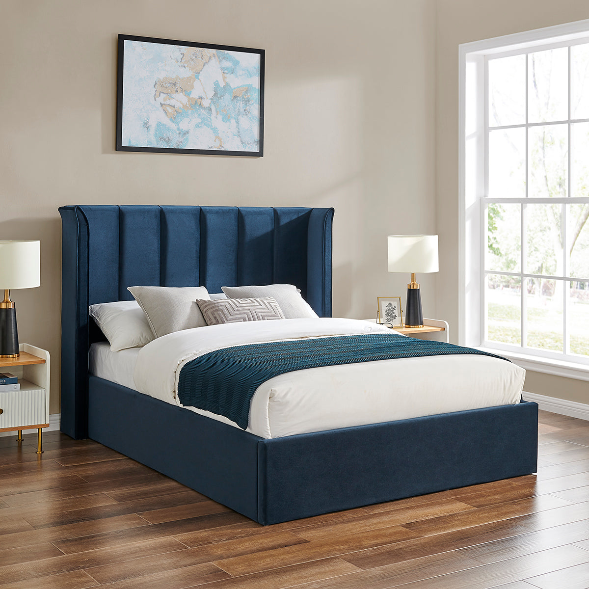 Polaris Navy Blue Storage Bed - Image 2