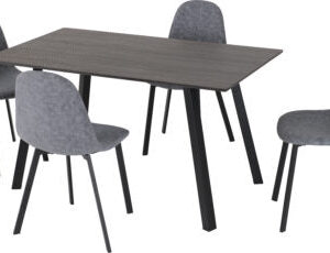 Berlin Dining Set Black Wood Grain/Black/Dark Grey Fabric