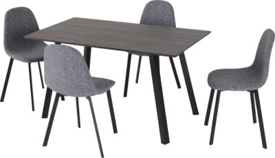 Berlin Dining Set Black Wood Grain/Black/Dark Grey Fabric