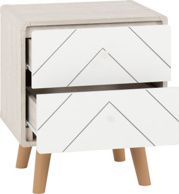Dixie 2 Drawer Bedside - Dusty Grey/White - Image 2