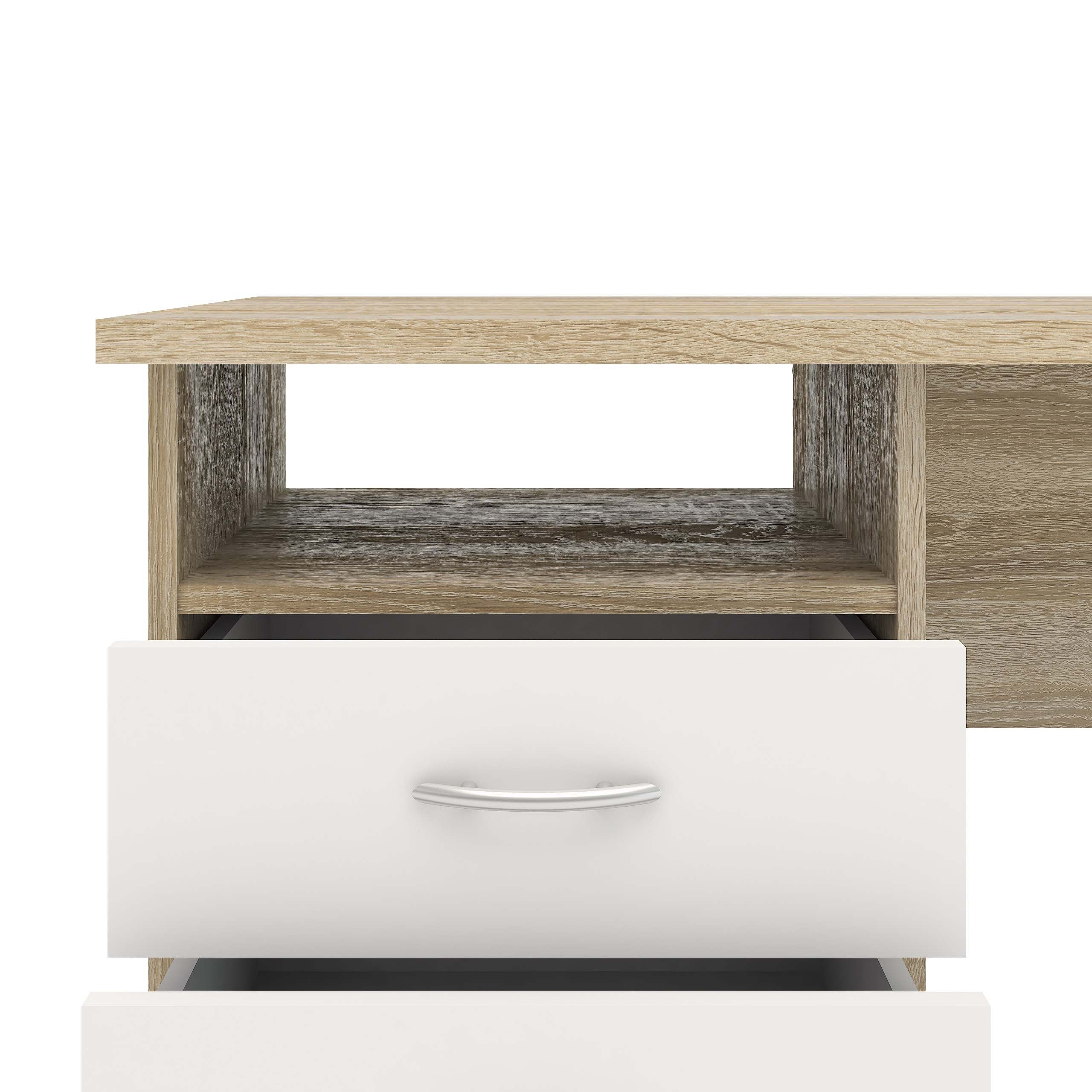 Function Plus Standard Desk - Oak/White - Image 3