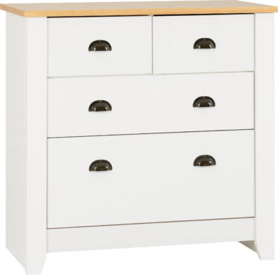 Ludlow 2+2 Drawer Chest - White/Oak Lacquer