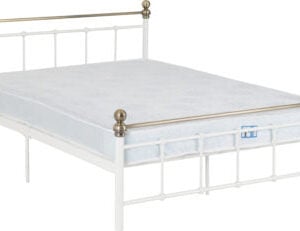 Marlborough Metal Bed White/Antique Brass