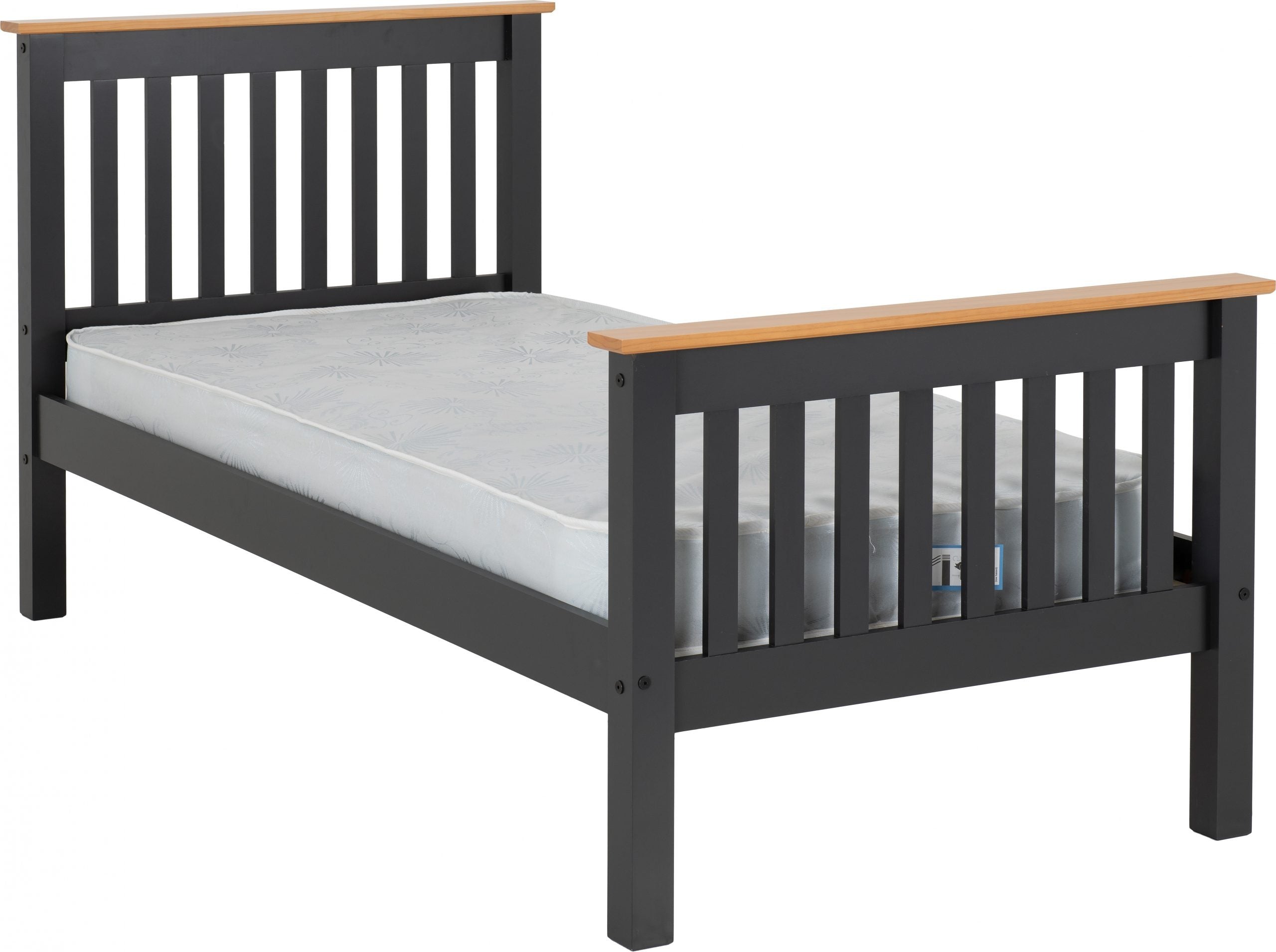 Monaco Bed High Foot End Grey/Oak Effect - Image 2