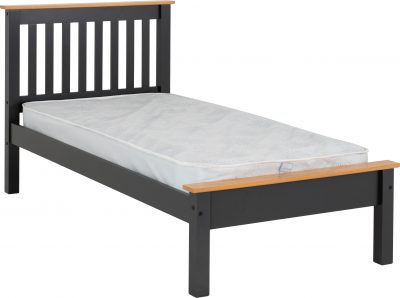 Monaco Bed Low Foot End Grey/Oak Effect - Image 3