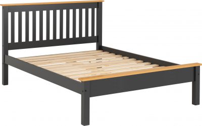 Monaco Bed Low Foot End Grey/Oak Effect - Image 2