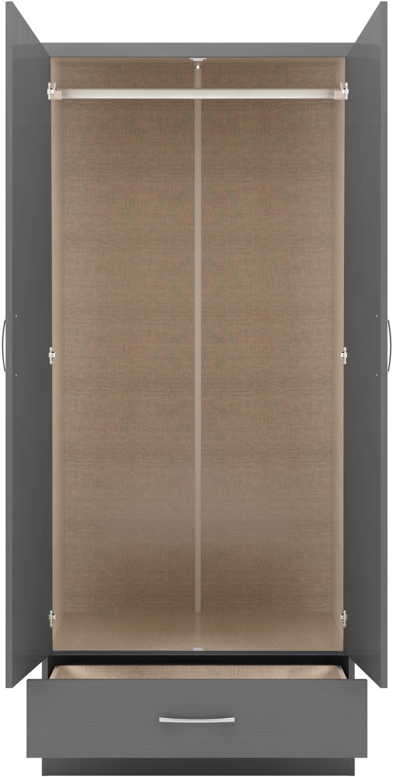 Nevada 2 Door 1 Drawer Wardrobe - Image 2