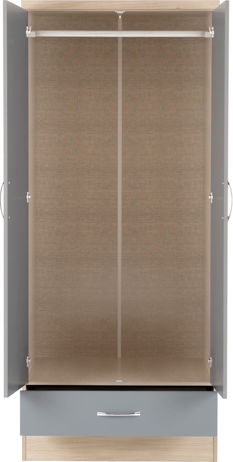 Nevada 2 Door 1 Drawer Wardrobe - Image 9