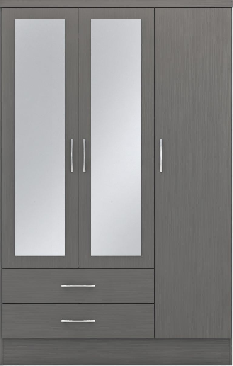 Nevada 3 Door 2 Drawer Mirrored Wardrobe - Image 3