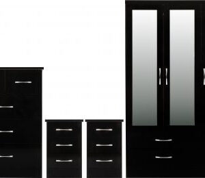 Nevada 3 Door 2 Drawer Mirrored Wardrobe Bedroom Set