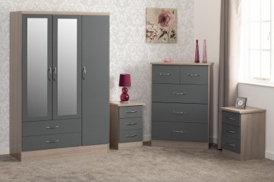 Nevada 3 Door 2 Drawer Mirrored Wardrobe Bedroom Set - Image 3