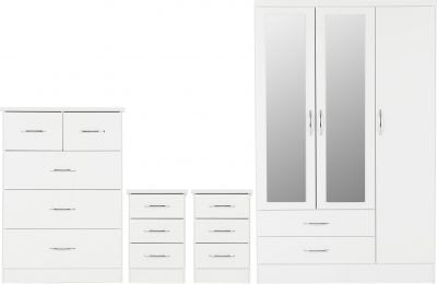 Nevada 3 Door 2 Drawer Mirrored Wardrobe Bedroom Set - Image 6