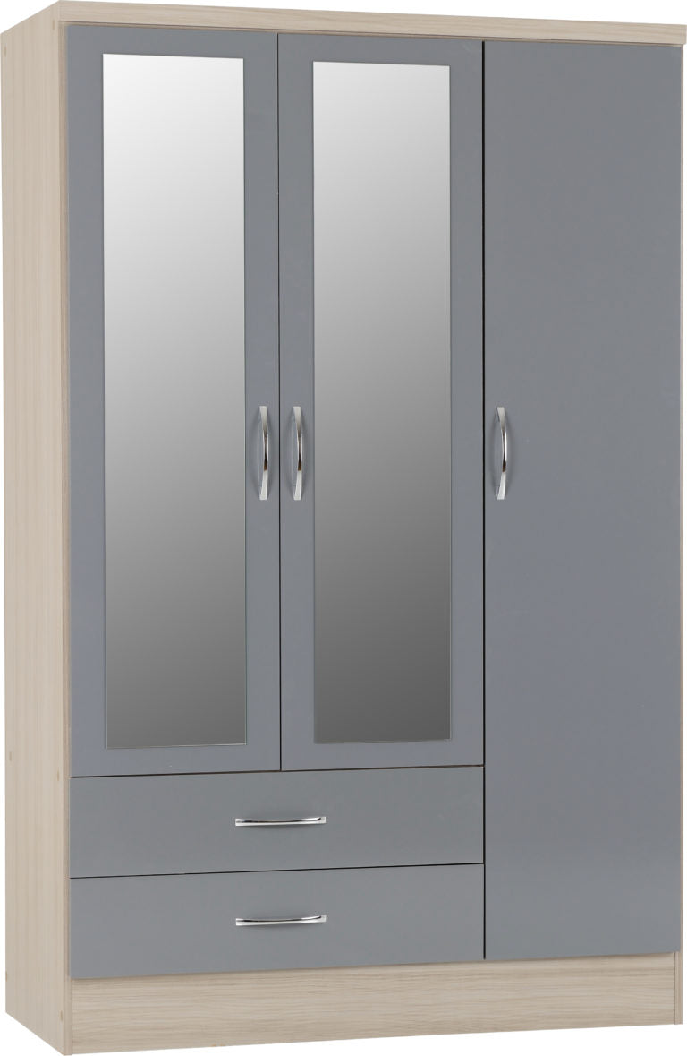 Nevada 3 Door 2 Drawer Mirrored Wardrobe - Image 4