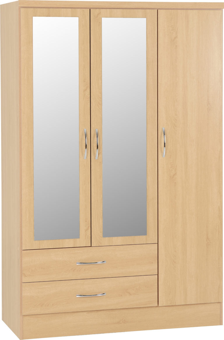 Nevada 3 Door 2 Drawer Mirrored Wardrobe - Image 2