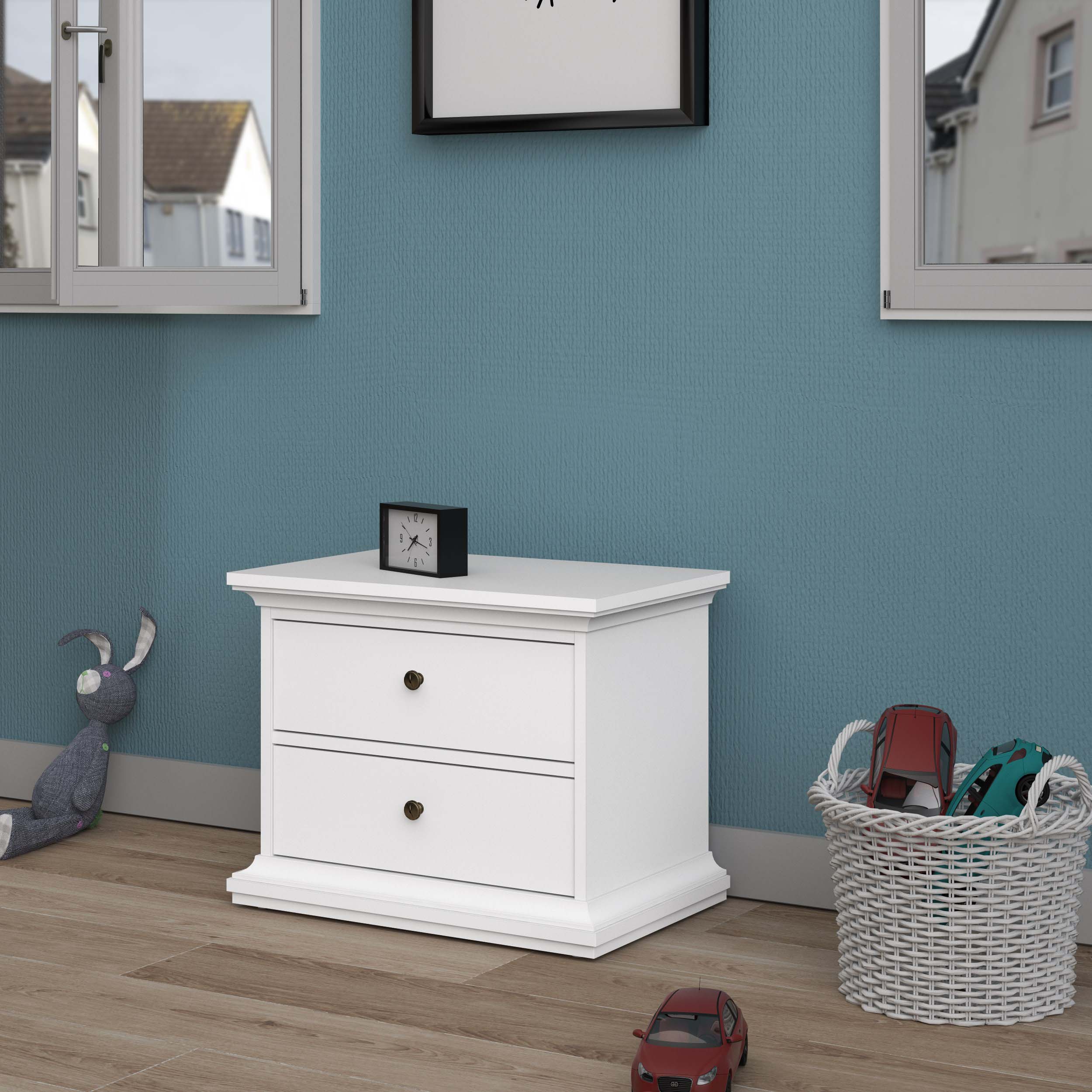 Paris 2 Drawer Nightstand - White - Image 3