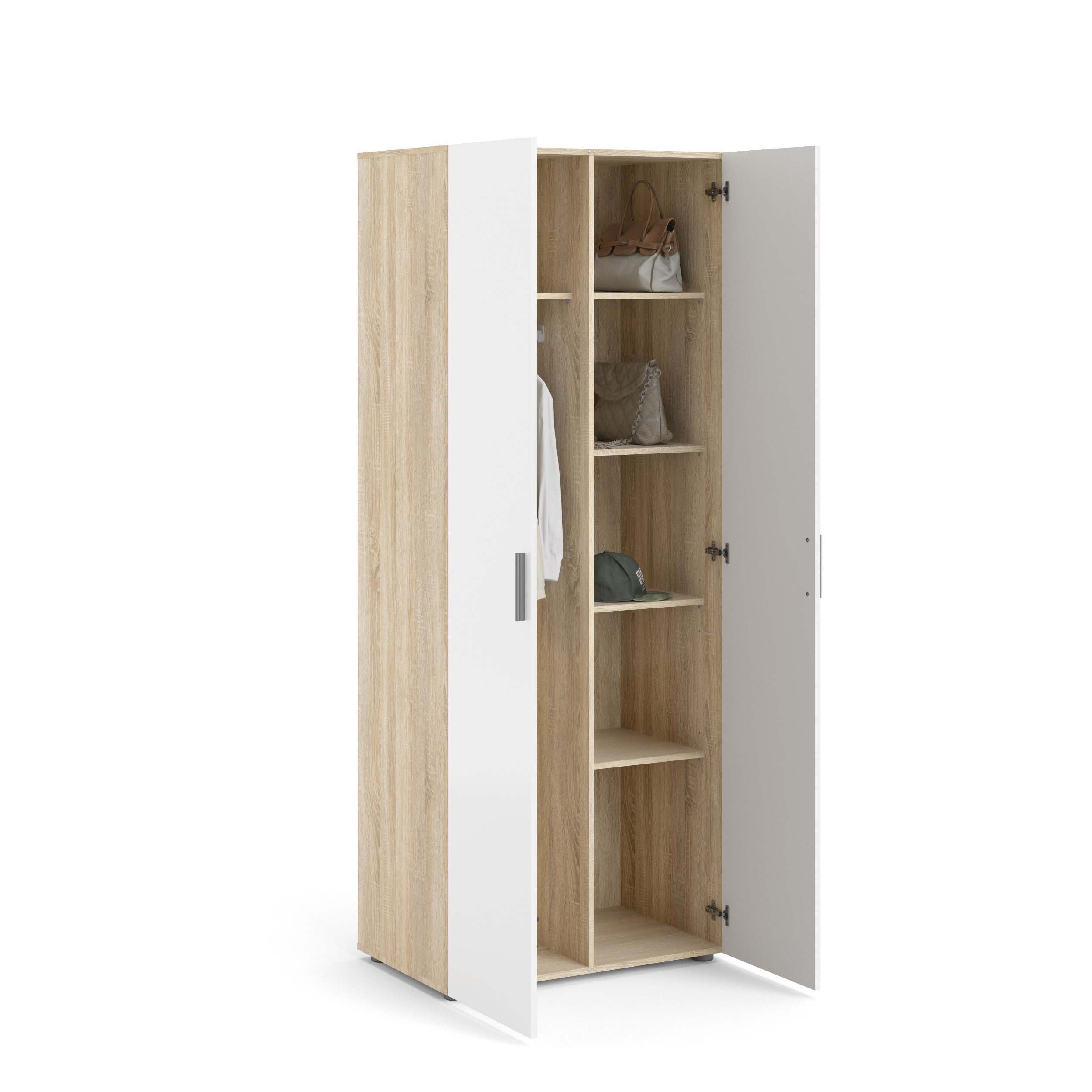 Pepe 2 Door Wardrobe - Oak with White High Gloss - Image 3