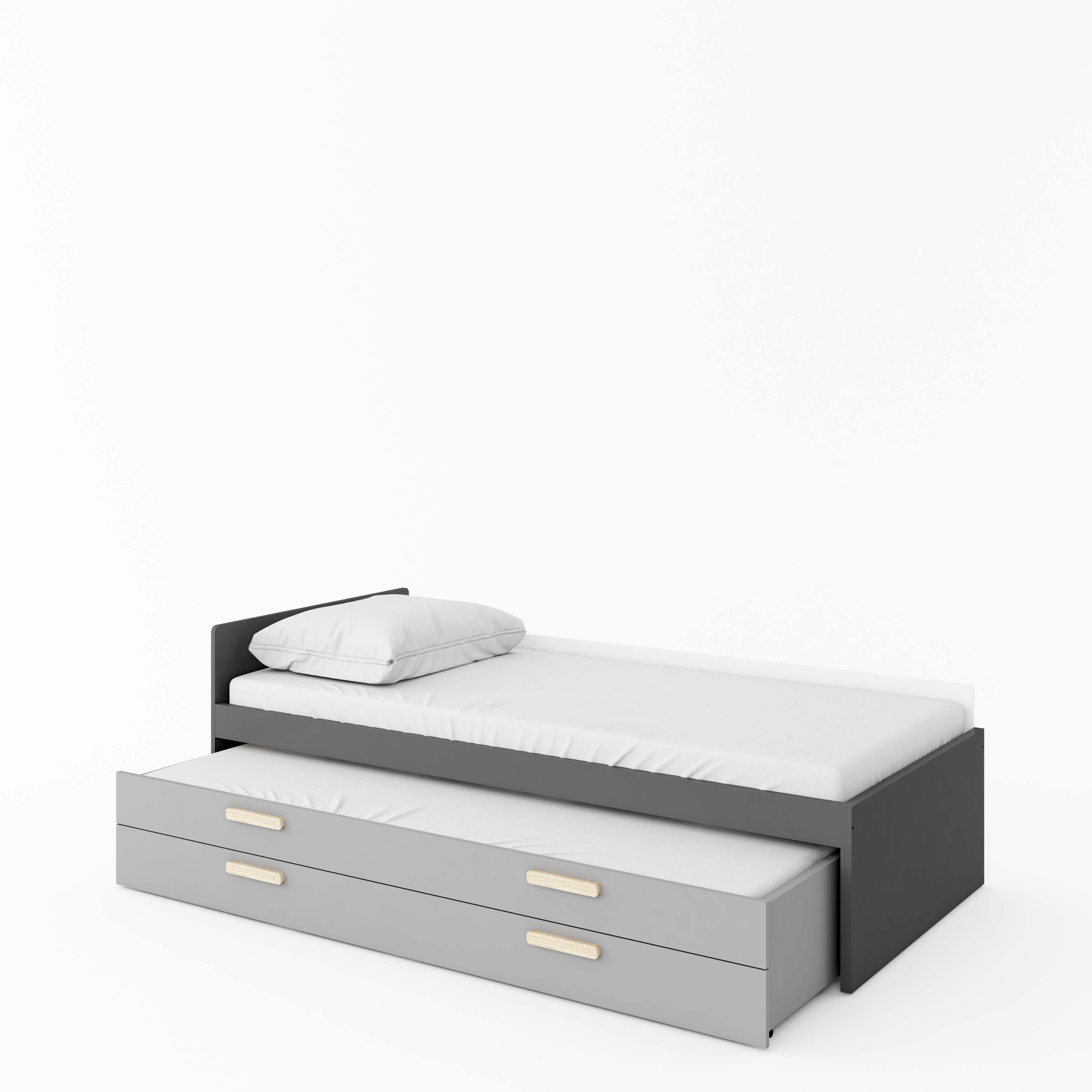 Pok Single Bed with Trundle & Drawer