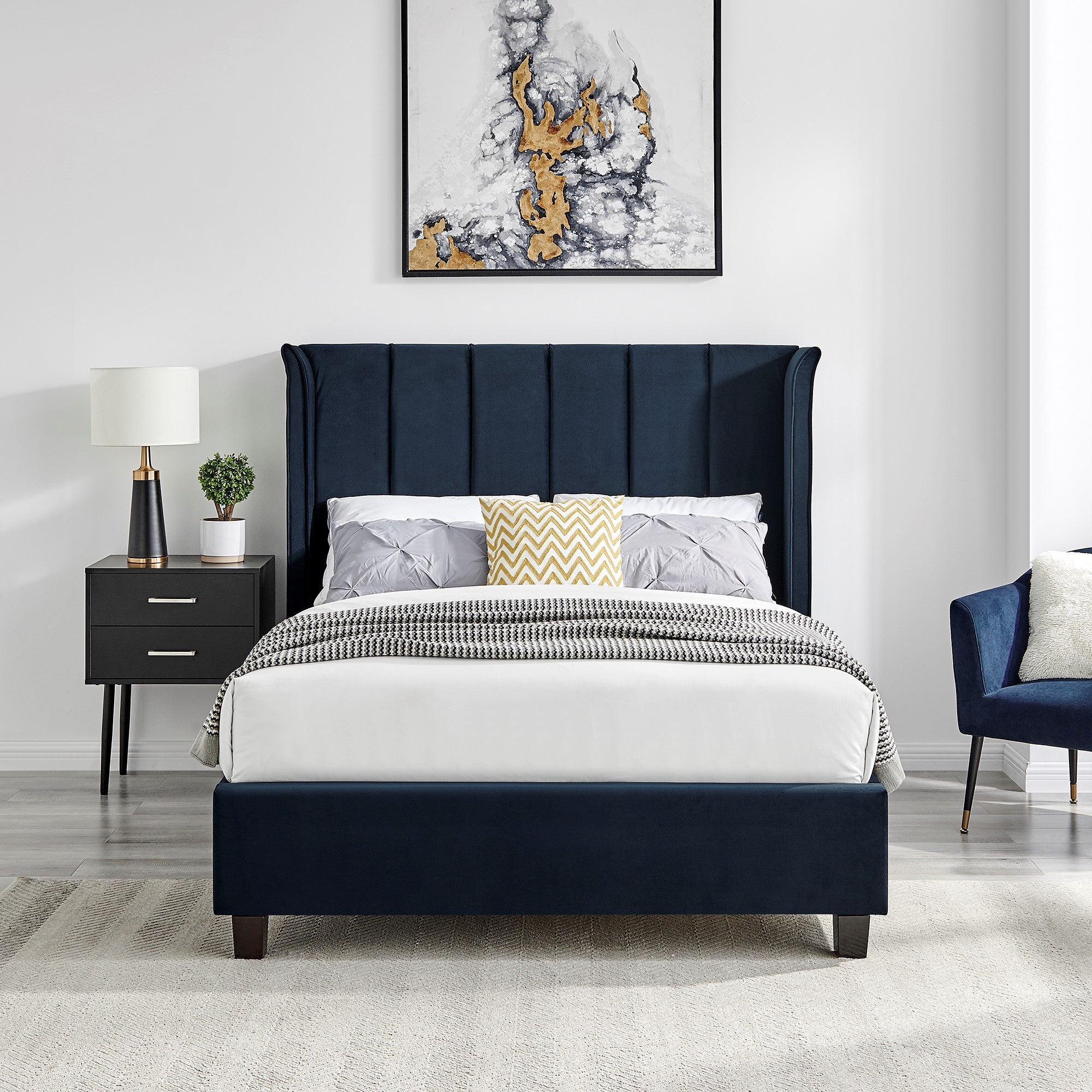 Polaris Navy Blue Bed - Image 2