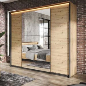 Quant 4 Door Wardrobe (LED Included) - Oak Artisan