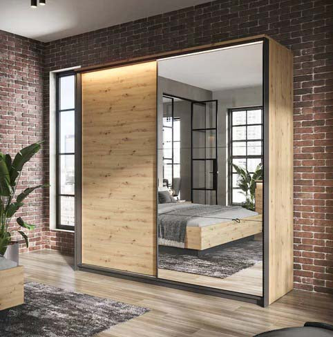 Quant 2.2m Sliderobe (LED Included) - Oak Artisan