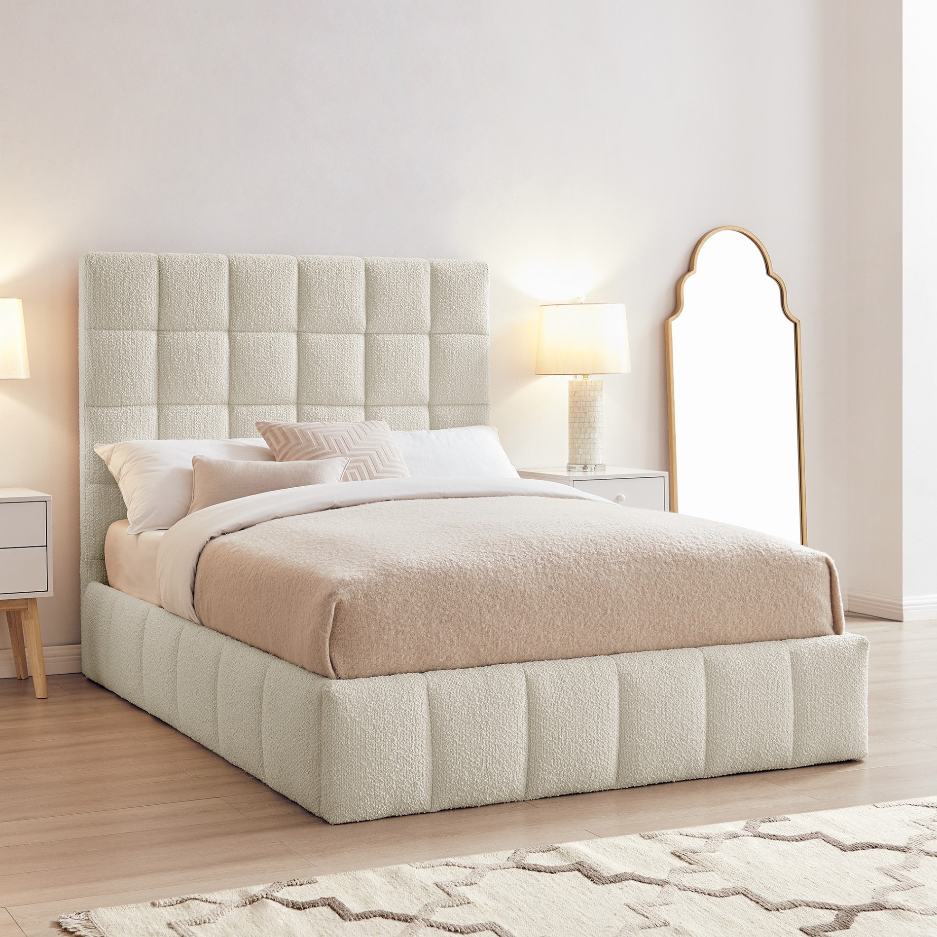Starla Square Ivory Boucle Storage Bed - Image 3